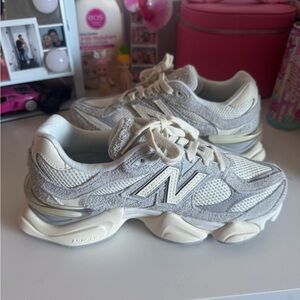 New Balance Cream and Gray Athletic Shoes
